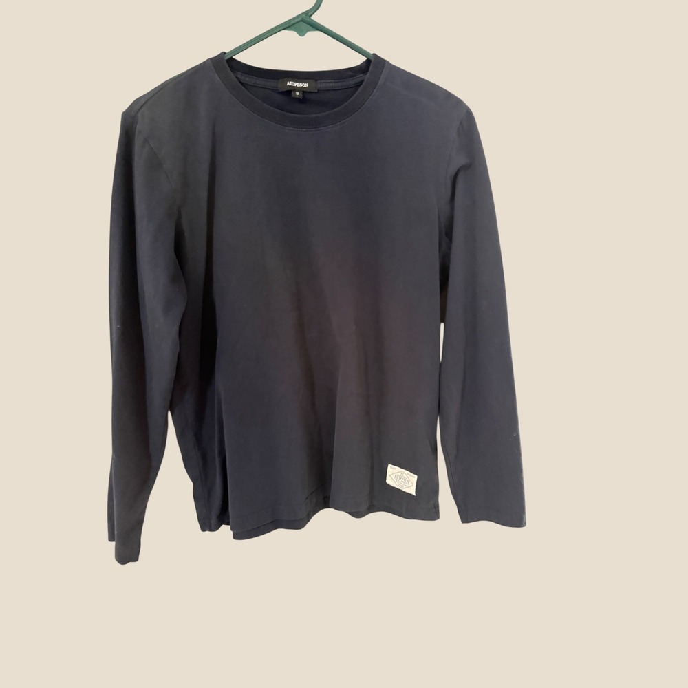 AIOPESON Womens Navy Blue 100% Cotton Long Sleeve Crewneck T-Shirt Size S‎